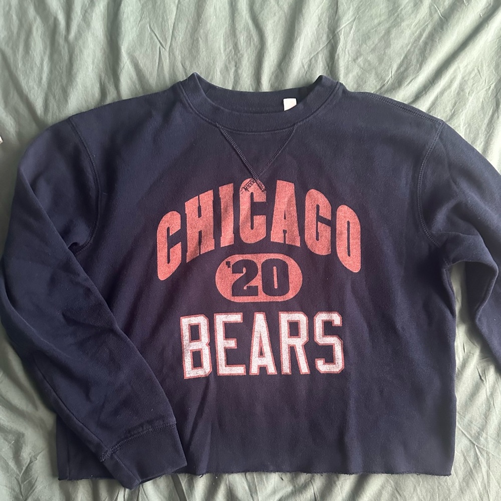 Womens Chicago Bears Navy Blue Cropped Sweater